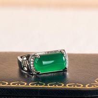 „Bella Box“ cirkonis, žalias kvadratas, tuščiaviduris, žalias chalcedonas, keičiamo dydžio puošnus vyriškas žiedas puikaus temperamento papuošalų dydžio jubiliejaus vakarėlis Resizable žalia