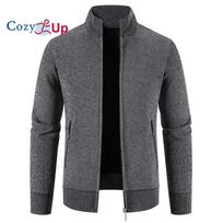 Cozy Up naujas megztinis vyriškas vilnonis šiltas megztas vienspalvis stovas apykaklė Užtrauktukas Slim Fit megztinis M tamsiai pilka spalva