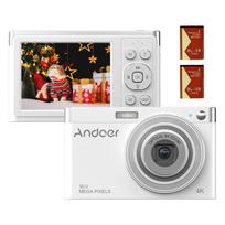 „Andoer“ nešiojama 4K skaitmeninė vaizdo kamera vaizdo kamera 50 MP 2,88 colio IPS ekranas, automatinis fokusavimas, 16 kartų priartinimas(8X balta
