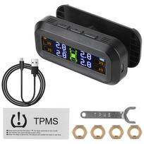 Padangų slėgio stebėjimo sistema Saulės TPMS temperatūros įspėjimas Degalų taupymo automobilio padangų slėgio monitorius Padangų slėgio signalizacija su 4 išoriniais jutikliais External sensors