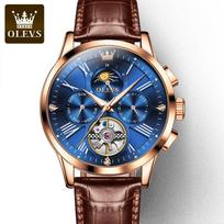 OLEVS Skeletinis Tourbillon Automatinis Mechaninis Laikrodis Daugiafunkcis Vandeniui Atsparus Vyriškas Laikrodis