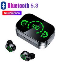 Naujos „Bluetooth 5.3 9D Mirror“ belaidės „Bluetooth“ ausinės TWS „HiFi“ išmanusis skaitmeninis ekranas ausyse, sportinės ausinės, mažos delsos žaidimų ausinės juoda