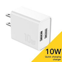 „Essager 10W Us“ dvigubas USB įkroviklio adapteris greitas įkrovimas „iPhone 14 13 Pro Max Xiaomi Huawei“ nešiojamasis mobilusis telefonas kelioninis įkrovimas CN-US White