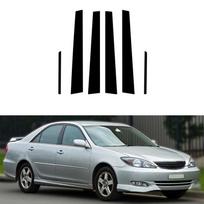 6 vnt blizgus juodas automobilio lango statramsčio stulpų apdailos dangtelis, tinkantis Toyota Camry XV30 2002-2006 automobilių lipdukams