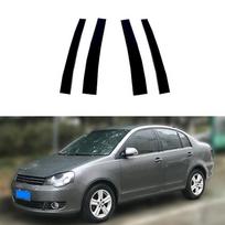 6 vnt. blizgios juodos automobilio langų statramsčių apdailos dangteliai, tinkami Volkswagen Polo Mk4 (9N)4 durų sedanas 2002-2010 m. automobilių lipdukai