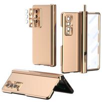 Magnetinė danga, skirta Samsung Galaxy Z Fold 4 5g dėklui, stiklinė plėvelė, ekrano apsauga, stovas rašiklio angos vyrio dangtelis Case & Screen Protector auksas