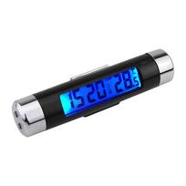 2 viename automobilio laikrodžio temperatūros matuoklio matuoklis oro išleidimo angos Prisegamas LED skaitmeninis ekrano termometras su juoda