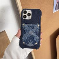 Ins Korėjietiškas mielas žvaigždute siuvinėtas džinsinis telefono dėklas, skirtas iPhone 14 13 12 11 Pro Max, stilingas kortelių laikiklis, smūgiams atsparus minkštas dėklas For iPhone 14Plus