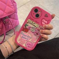 Ins Korea Y2k Pink Bubble Gum 2 viename telefono dėklas, skirtas iPhone 13 12 11 Pro Xs Max X Xr Cartoon Cherry smūgiams atsparus minkštas galinis dangtelis For iPhone 13Pro