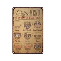Klasikinė kavinė Mocha Metaliniai skardos ženklai Gėrimų arbata Kava Vintage plakatų sieninė lėkštė barui Namų virtuvės dekoro sieninis lipdukas 20x30cm 20x30cm