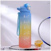 1000 ml plastikinis vandens puodelis, didelės talpos šiaudelis, sportinis vandens butelis, fitnesas vyrams ir moterims, aukštai temperatūrai atsparus vandens butelio puodelis 1000ml mėlyna