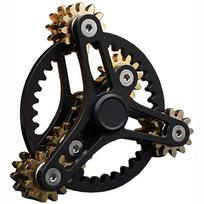 Gryno žalvario „Fidget Spinner“ pavarų jungtis „Fidget Giro“ žaislinis metalinis „pasidaryk pats“ rankinis suktukas su keliais aukščiausios kokybės guoliais (12 guoliai balti) 10.2x3.5cm juoda