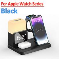 Foldable 6 in 1 Wireless Charger Stand Alarm Clock Lamp Fast Charging Docking Station for iPhone 14 13 12 X Pro Max Airpods Pro iWatch juoda