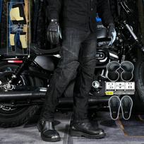 Motociklo dviratininkų džinsai vyrams + Retro laisvalaikio plonos motociklo kelnės + Kevlaro plyšimui atsparios dilimui ir kritimui atsparios kelnės 4XL juoda