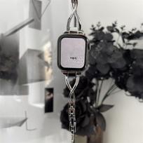Prabangi plona apyrankė, skirta Apple Watch 8 7 41 45mm 6 5 4 Moteriška deimantinė nerūdijančio plieno apyrankė, skirta IWatch Ultra 44 40 42 38 mm dirželiui 38mm 40mm 41mm sidabras
