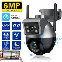 6MP dvigubo objektyvo Wifi PTZ kamera lauko spalvota naktinio matymo belaidė namų vaizdo stebėjimo kameros apsaugos stebėjimo kameros automatinio sekimo IP kamera EU Plug juoda