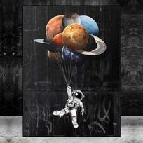 masyvus Medinis Rėmas Kosmoso Svajojantis Astronautas Žvaigždės Aliejinė Tapyba Drobė Tapyba Plakatai ir Spaudiniai Sienų Menas Paveikslai Svetainei Namų Dekoravimas 15*20cm(with frame)