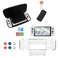 VAORLO Crystal Clear Case Kit Nintendo Switch Oled nešiojamojo kelioninio krepšio dėklas, skirtas Ns Oled žaidimų konsolės apsaugai ir ekrano apsaugai