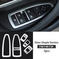Automobilio lango jungiklio pakėlimo skydelio mygtuko rėmelio apdailos dangtelio lipdukai Dekoracija Interjero aksesuarai BMW X1 F48 F49 X2 F39 Silver Simple