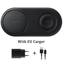 Dvigubas belaidis įkroviklis, skirtas Samsung Galaxy S23/s21/s10/s9/s8/note20+/smart Watch 3 4 Active 2 Qi Ep-p5200 with EU juoda