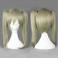 Anime Soul Eater Maka Albarn Cosplay Wigs Linen Double ponytail Heat Resistant Synthetic Hair Wig + Wig Cap beige