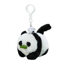 Atsukamas pliušinis žaislas Panda Mielas pakabukas su įdaryti gyvūnu su sagtimi ir varpeliu be baterijų