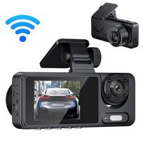 3 kameros Dash Cam Daugiakalbis skaidrus automobilio galinio vaizdo veidrodis automobilio vaizdo įrašymo vaizdo kamera platus juoda