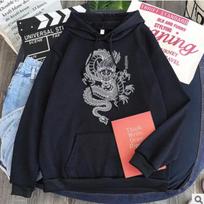 Kinietiško drakono rašto megztiniai Kawaii Hoodies Moteriški Unisex viršutiniai rožiniai pilki drabužiai Hoody Moteriški Žiemos studentų megztiniai pilnomis rankovėmis unisex L