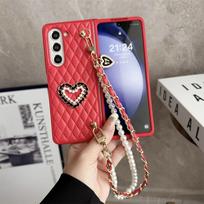 PU odos Love Pearl apyrankės dirželio dėklas, skirtas Samsung Galaxy Z Fold 3 4 5 Flip 3 4 5 Cover Z Sulankstomas 5 4 3 sulankstomas5 sulankstomas4 sulankstomas 3 dėklas Samsung Z flip 5