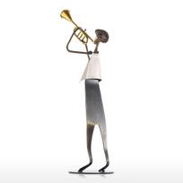 Rankų darbo kaubojų juostos apdaila geležies skulptūra būgnas groja muzika būgnų grotuvas Metalo geležies skulptūra kepimo dažų technologija Trumpet