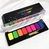 8 spalvų vandenyje tirpūs fluorescenciniai kūno dažai Helovino tamsios nakties švytėjimo teptukas „pasidaryk pats“ greitai džiūstantys pigmentai, pasta akių kontūro makiažas