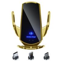 Aukščiausios kokybės automobilinio telefono laikiklis Belaidis įkroviklis Mobiliojo telefono laikiklis Indukcinis Atidarymas Uždarymas Navigacija Tvirtinamasis rėmas Automatinis laikiklis None auksas