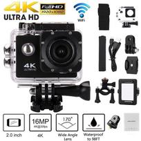Nauja veiksmo kamera Ultra HD 4K WiFi 2 colių 170D povandeninis, vandeniui atsparus šalmas, vaizdo įrašymo sporto kamera One Size juoda