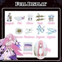 Elysia Anime Game  Impact 3rd Cosplay Costume Clothes Wig Shoes Uniform Cosplay The Moth Who Chases the Flames Woman Set L-(Costume+Wig)