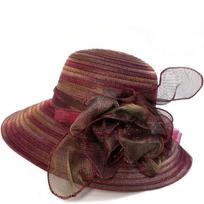 Elegantiška Kibiro Skrybėlaitė Platus Kraštas Tinklelis Gėlių Dekoracija Baseino Skrybėlaitė Reguliuojamas Skėtis nuo Saulės Fedora Moterims one size
