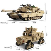 1507vnt 2in1 transformuojami kariniai M1A2 taktiniai tankai vikšriniai Hummer automobilio statybiniai blokai su 6 kareivio figūrėlės kaladėlėmis žaislais Dovanos berniukams No Box
