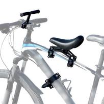 Priekyje tvirtinamos dviračio sėdynės su vairu ir pedalais vaikams juoda
