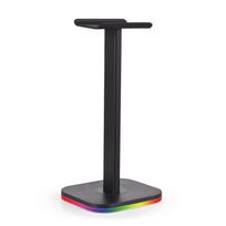 Ausinių stovo apačioje, apšviestas ausinių laikiklis RGB lemputė, skirta staliniams kompiuteriams skirtos žaidimų ausinės, neslystančios juoda