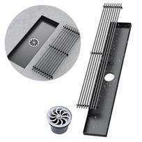 Linijinis dušo nutekėjimas 12 colių su plaukų sieteliu, patentuotas kvapui nepralaidus 3 colių išleidimo anga Modern Brushed 304 30cm