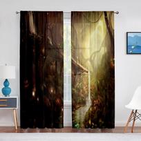 Miško Pasakų Žibintai ir Fantazija Didelis Medis Tamsinamos Tiulio Užuolaidos Svetainei Miegamajam Apdailai Šifono Skaidrios Voiliūros Užuolaidos 1 PCS W100XH250cm&Rod Pocket