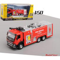 1/50 Elektrinis gaisrinės gelbėjimo sunkvežimis su kopėčiomis Žaislai su šviesa ir muzika vaikams 1/50-Size:18.5*7*5cm raudona
