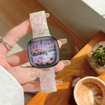Moteriškas prabangus dervos dirželis, skirtas Fitbit Versa 4 3 2 1 apyrankės riešo apyrankės dirželis Fitbit Sense 2 priedams For Versa Sense 2