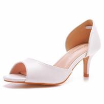 Moteriškos basutės Moteriškos stiletto ploni aukšti kulniukai Baltos PU atvirais pirštais Šventiniai bateliai Moteriški vasaros batai 39 balta