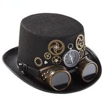 Metalinė kepurė vakarienė kepurė Steampunk viršutinė kepurė vyrams ir moterims Apsauginiai akiniai Gotikiniai kepurės diržas Vyriški kaubojiška kepurė Kniedės dangtelis Apsauginis gaubtas kniedės dangtelis M（56-58cm）