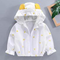 Children's Thin Coat Sunscreen Jacket Summer Girl's Outerwear Cotton Jacket Hooded 130 violetinė