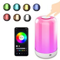 LED naktinis apšvietimas 7 spalvas keičiantis Smart Touch Control naktinės stalinės lempos BT nuotolinio valdymo pultas 3600mAh balta