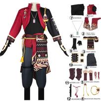 Anime žaidimas Genshin Impact Thoma Cosplay Kostiumai Apranga Red Balck Žaidimas Vaidmenų žaidimas Kostiumas Perukas Helovino vakarėlis Vienodi drabužiai M
