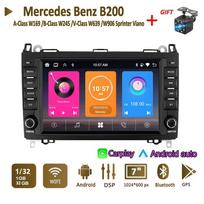 Automobilių radijo multimedijos grotuvas skirtas Mercedes Benz A-Class W169 B-Class W245 V-Class W639 W906 Sprinter Viano 2 Din Android Carplay GPS Autoradio 2+32GB 1+32GB juoda