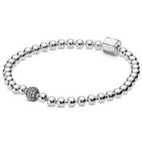 Autentiškas 925 prabos sidabro rožinio aukso karoliukų ir Pave kristalų slankiojantis apyrankės bangle tinka moterims karoliukų pakabukas pasidaryk pats mados papuošalai 21cm white