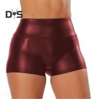 Seksualūs dirbtinės odos šortai, patogūs figūrai glostantys naktinio klubo stiliaus poliesterio šortai moterims tiekimas 2XL juoda